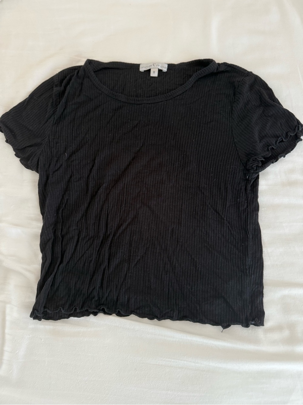 Moa Moa Black Ribbed Short Sleeve Tee